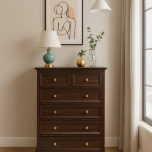 walnut solid wood 6 drawer chest item #01 90wn