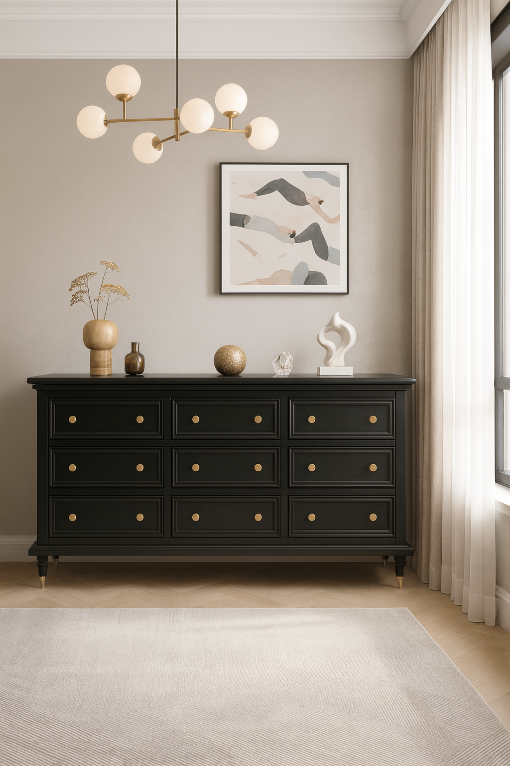 black solid wood low 9 drawer dresser item #01 180b black solid wood low 9 drawer dresser item #01 180b