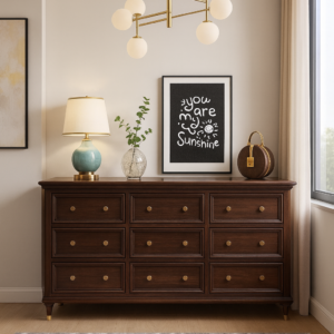 black solid wood low 9 drawer dresser item #01 180b