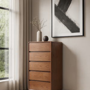 walnut solid wood 5 drawer chest item #5d 60