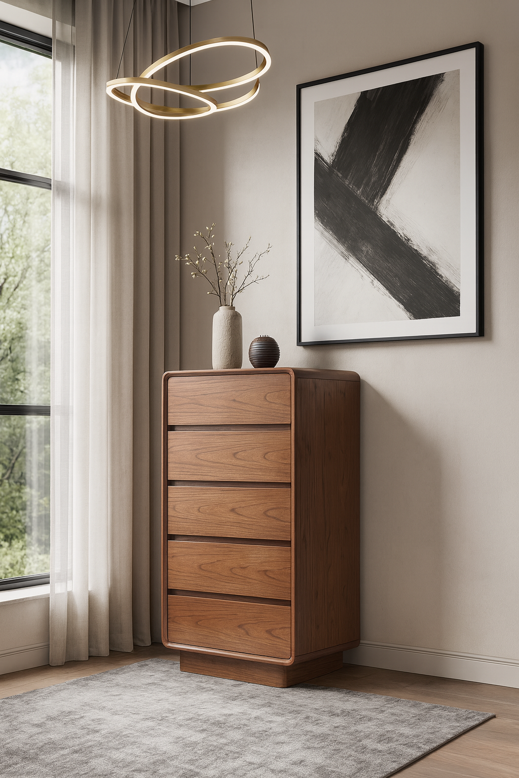 walnut solid wood 5 drawer chest item #5d 60 walnut solid wood 5 drawer chest item #5d 60