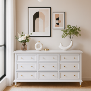 black solid wood low 9 drawer dresser item #01 180b