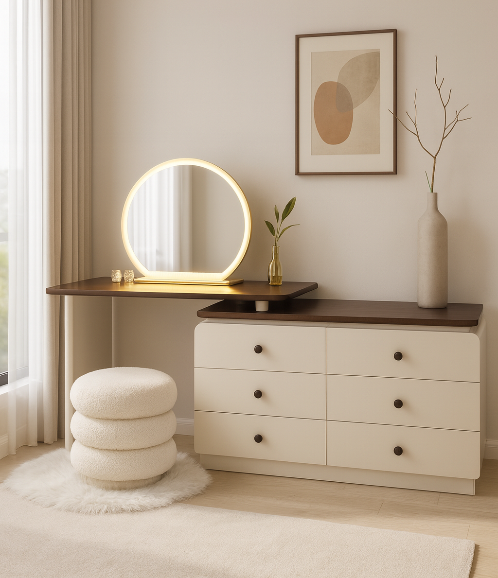 wide walnut white led vanity dresser item #8535 wide walnut white led vanity dresser item #8535