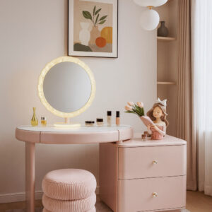 blush pink led vanity table set item #8540