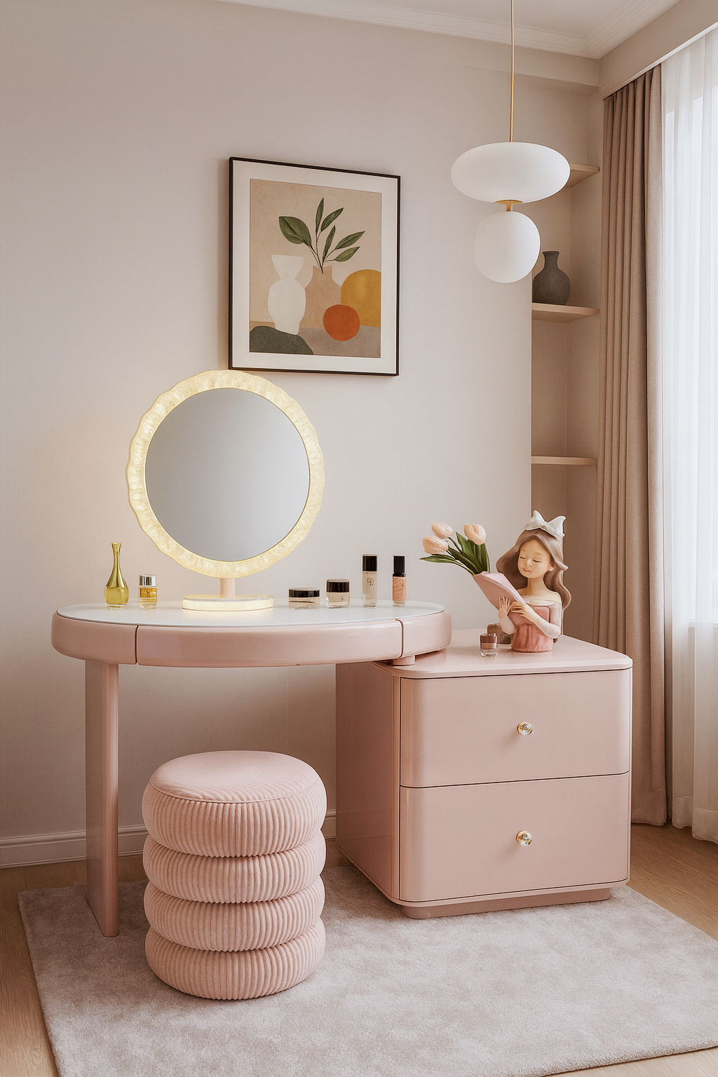 blush pink led vanity table set item #8540 blush pink led vanity table set item #8540