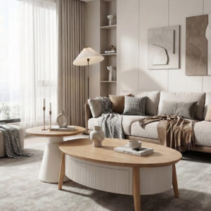 modern light wood 2 piece coffee table set – item #2283