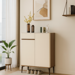 80cm walnut cream shoe cabinet – item #ak303