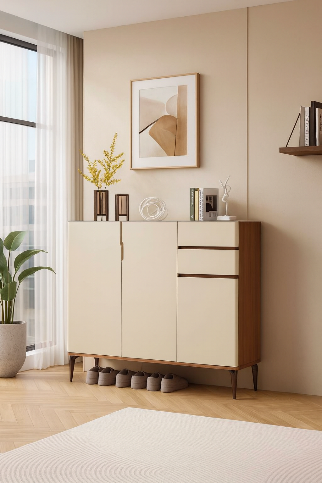 120cm walnut cream shoe cabinet – item #ak305 120cm walnut cream shoe cabinet – item #ak305