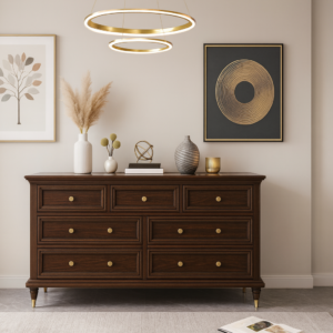 walnut solid wood 7 drawer dresser item #01 135wn