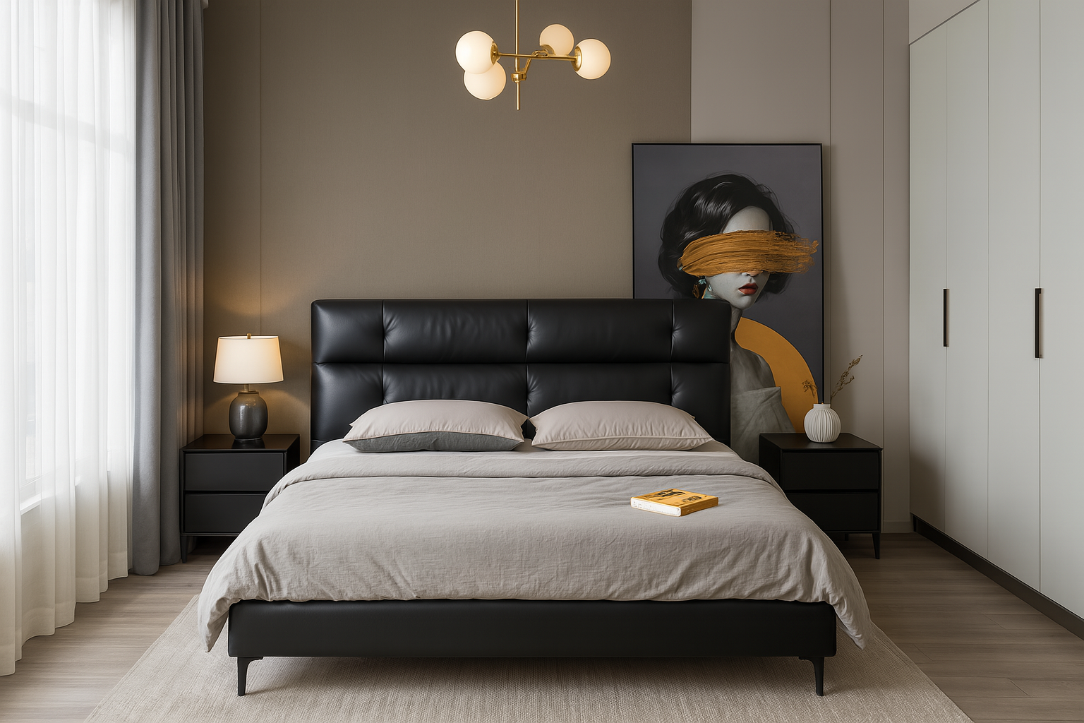 king real leather upholstered bed – item #2851 king real leather upholstered bed – item #2851