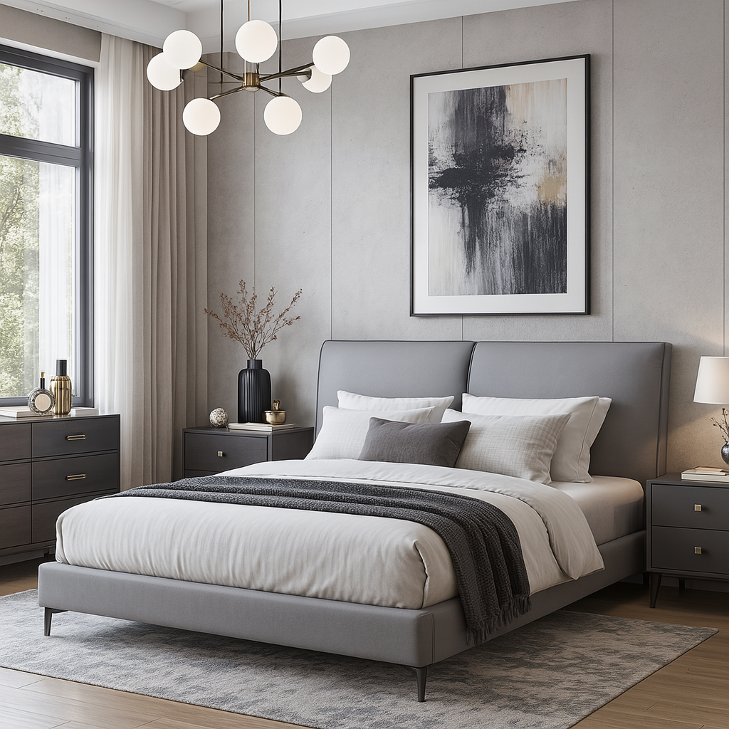king tech fabric upholstered bed – item #2808 king tech fabric upholstered bed – item #2808