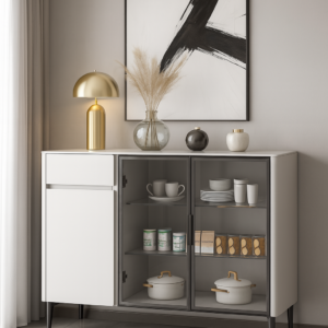 120cm white side board with microcrystal stone top item #127 5