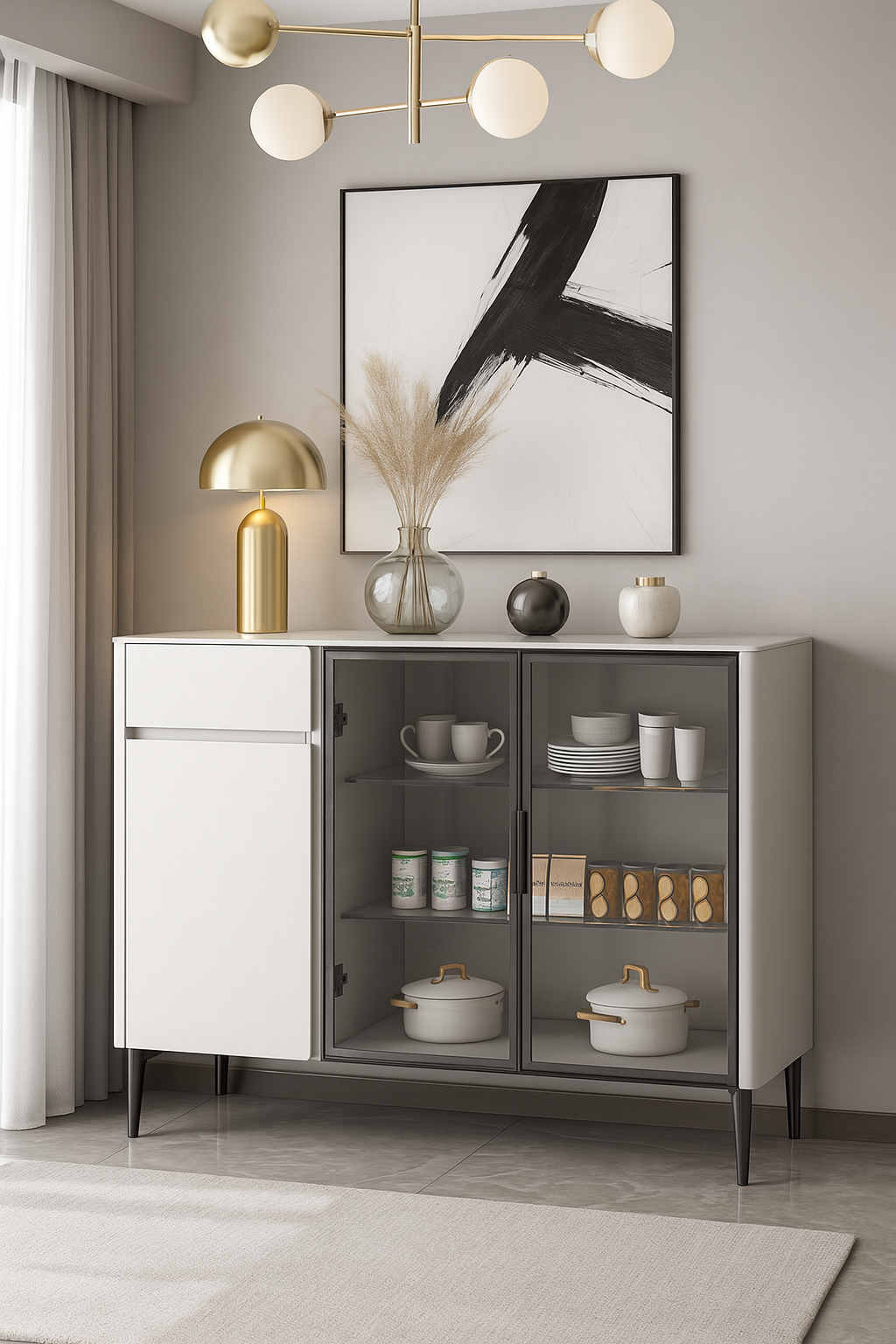 120cm white side board with microcrystal stone top item #127 5 120cm white side board with microcrystal stone top item #127 5