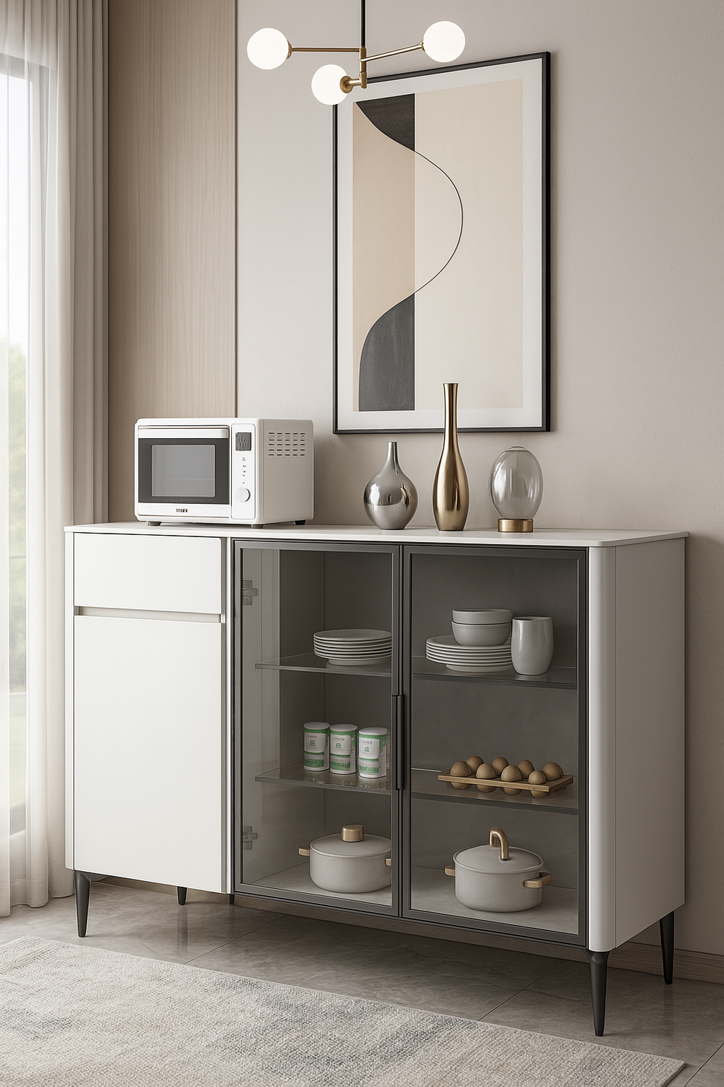 120cm white side board with microcrystal stone top item #127 5 120cm white side board with microcrystal stone top item #127 5