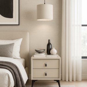 light leather accent night table item #m01