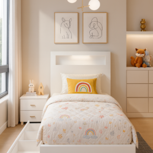 single alison storage bed glossy white