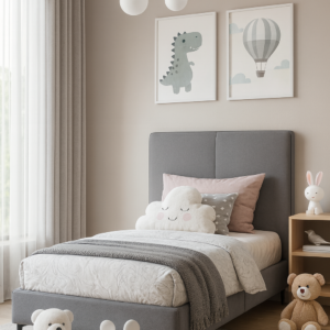twin tech fabric upholstered bed – item #2808