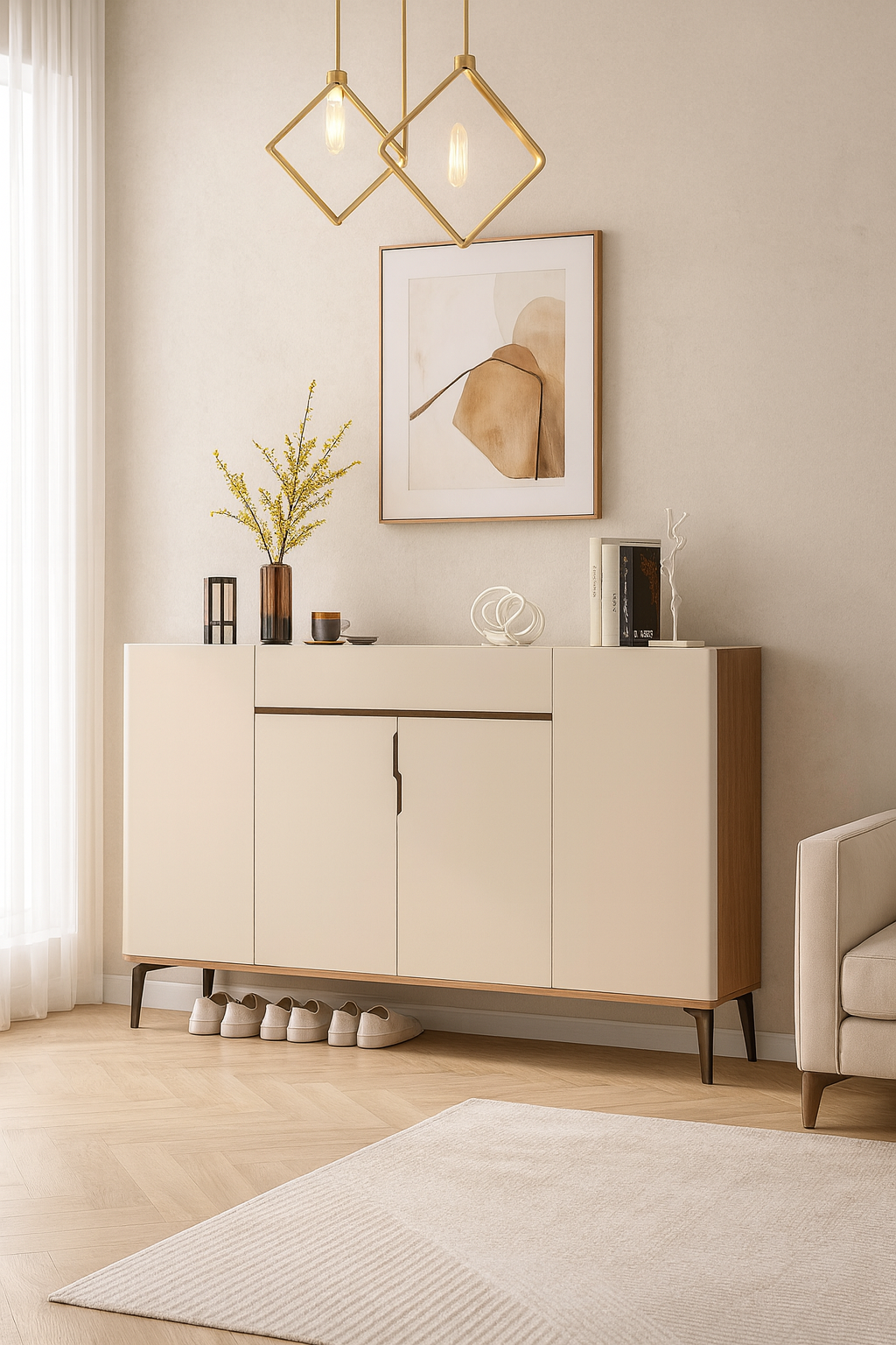 140cm walnut cream shoe cabinet – item #ak306 140cm walnut cream shoe cabinet – item #ak306