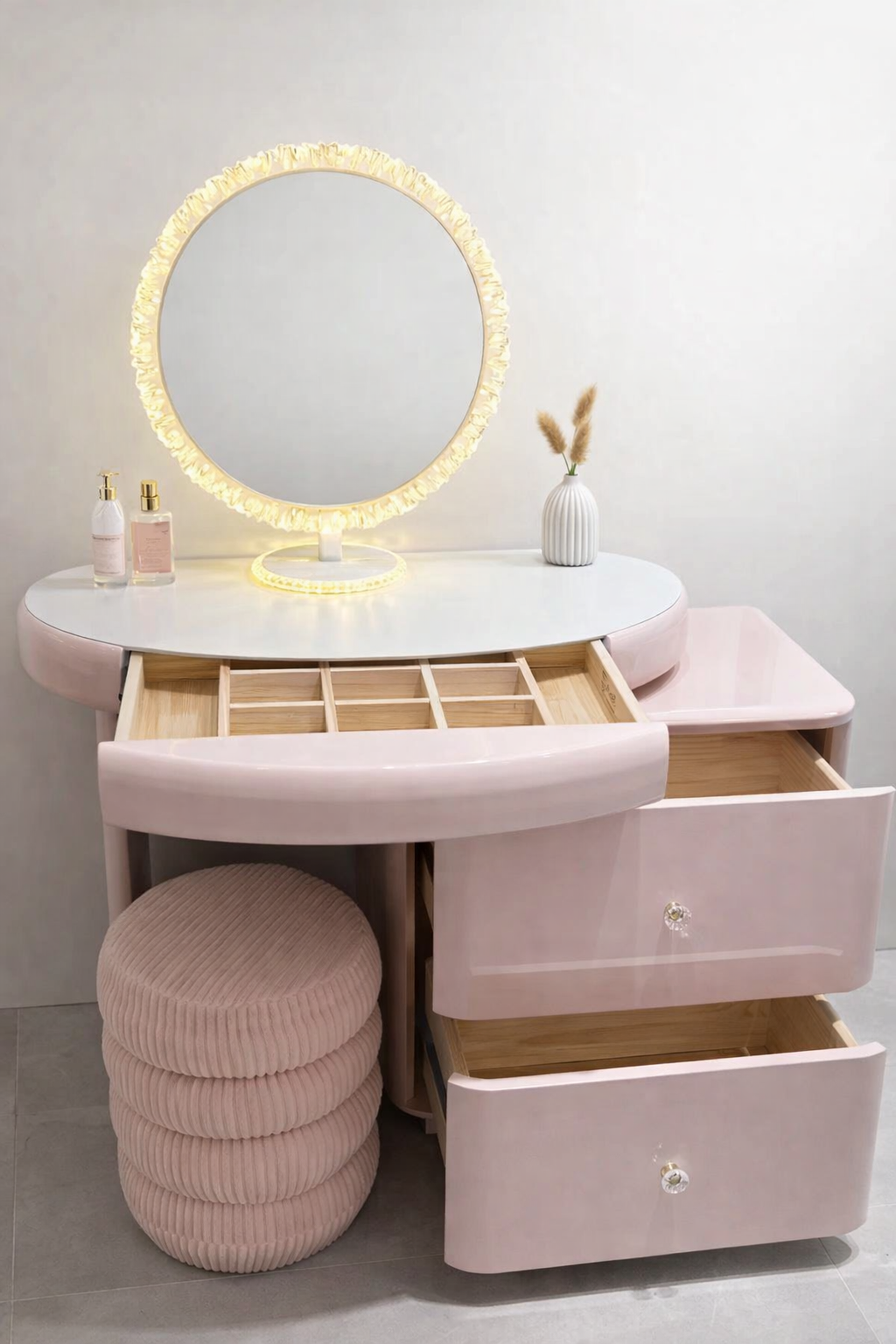 blush pink led vanity table set item #8540 blush pink led vanity table set item #8540
