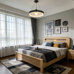queen solid wood white ash bed