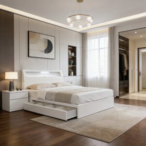 king alison storage bed glossy white