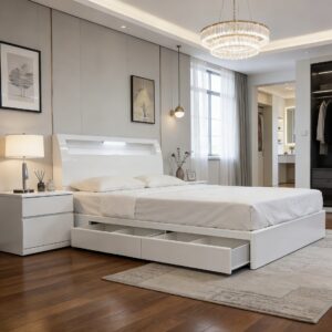 king alison storage bed glossy white