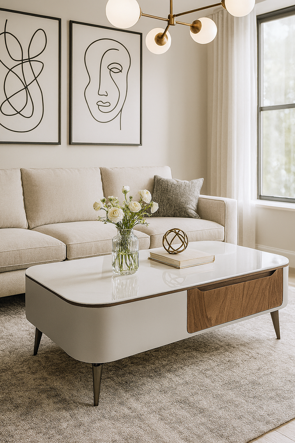 modern storage coffee table with white top – item #2461 modern storage coffee table with white top – item #2461