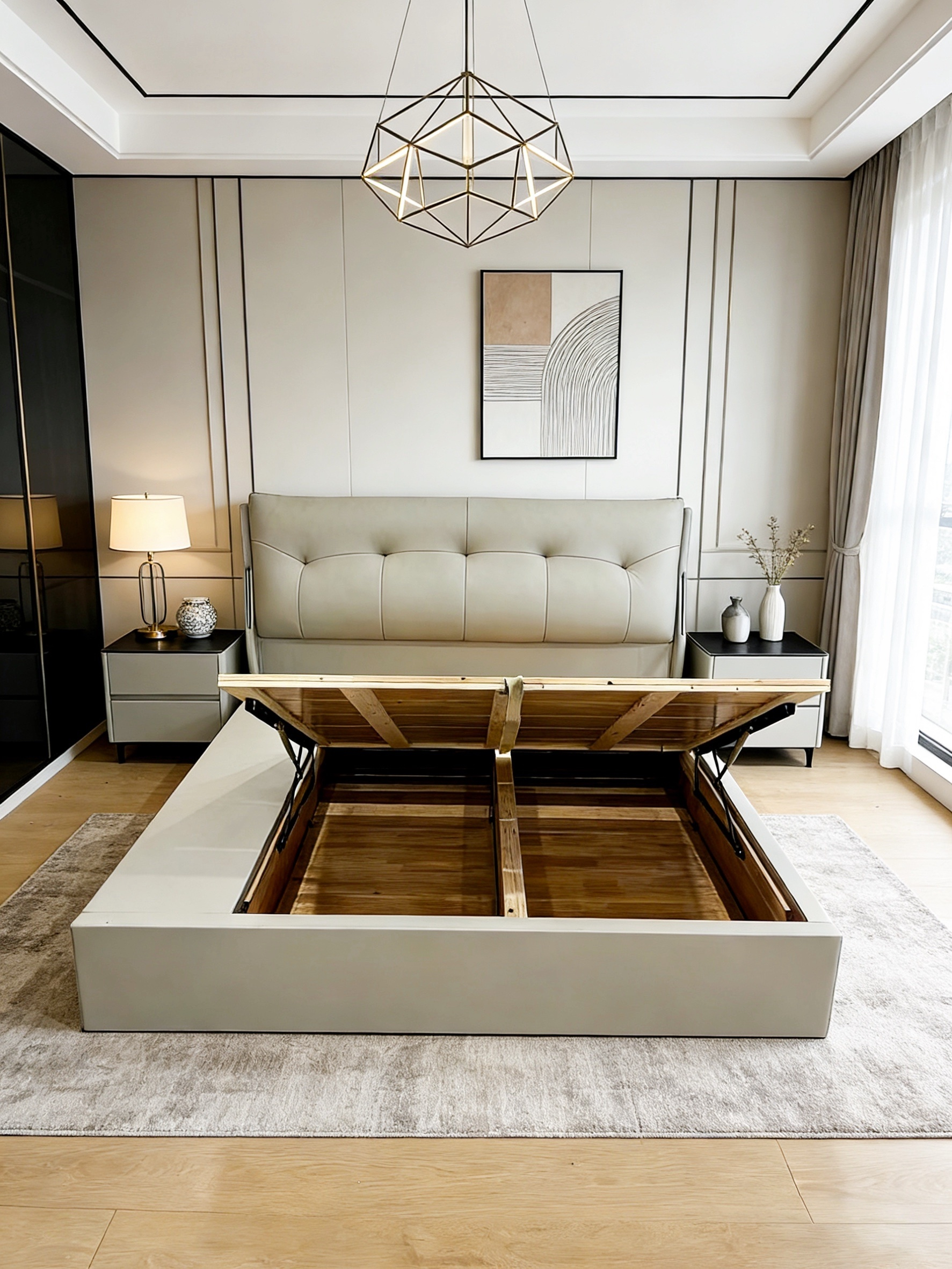 king storage upholstered bed with hydraulic lift – item #f123 king storage upholstered bed with hydraulic lift – item #f123