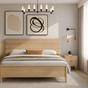 queen solid wood white ash bed