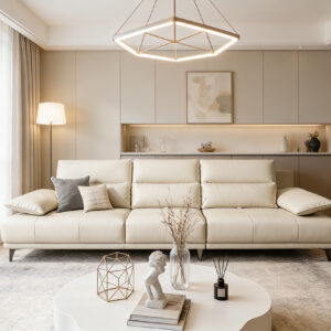 manual pull out eco genuine leather sofa item #503