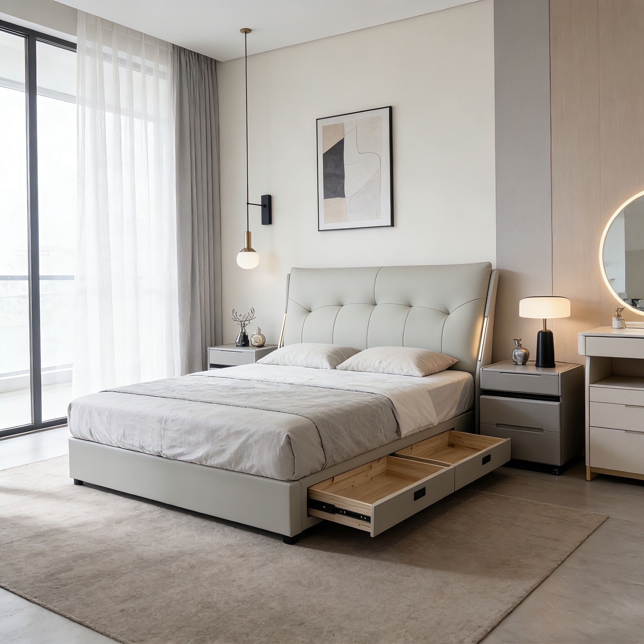 king storage upholstered bed with side drawers – item #f123 king storage upholstered bed with side drawers – item #f123