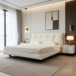 king real leather floating bed – item #zt01
