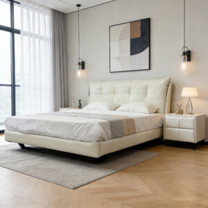king real leather floating bed – item #zt01