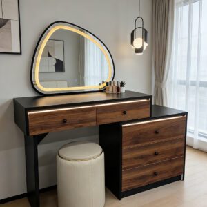 walnut black led vanity table item #m204