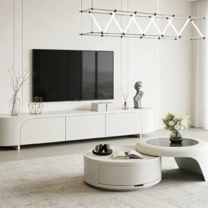 white rounded modern tv stand item #2305