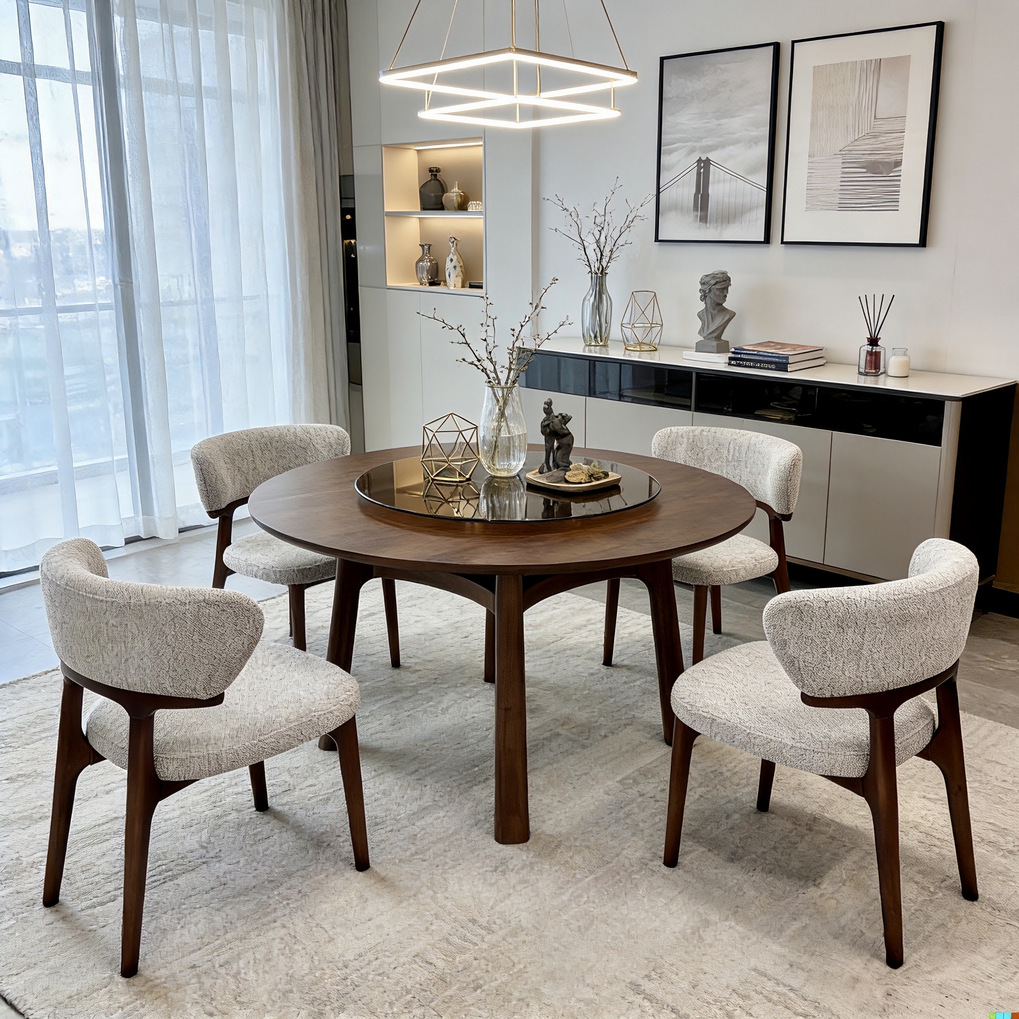 round walnut wood dining table – item #8610 round walnut wood dining table – item #8610