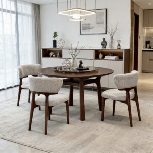 round walnut wood dining table – item #8610