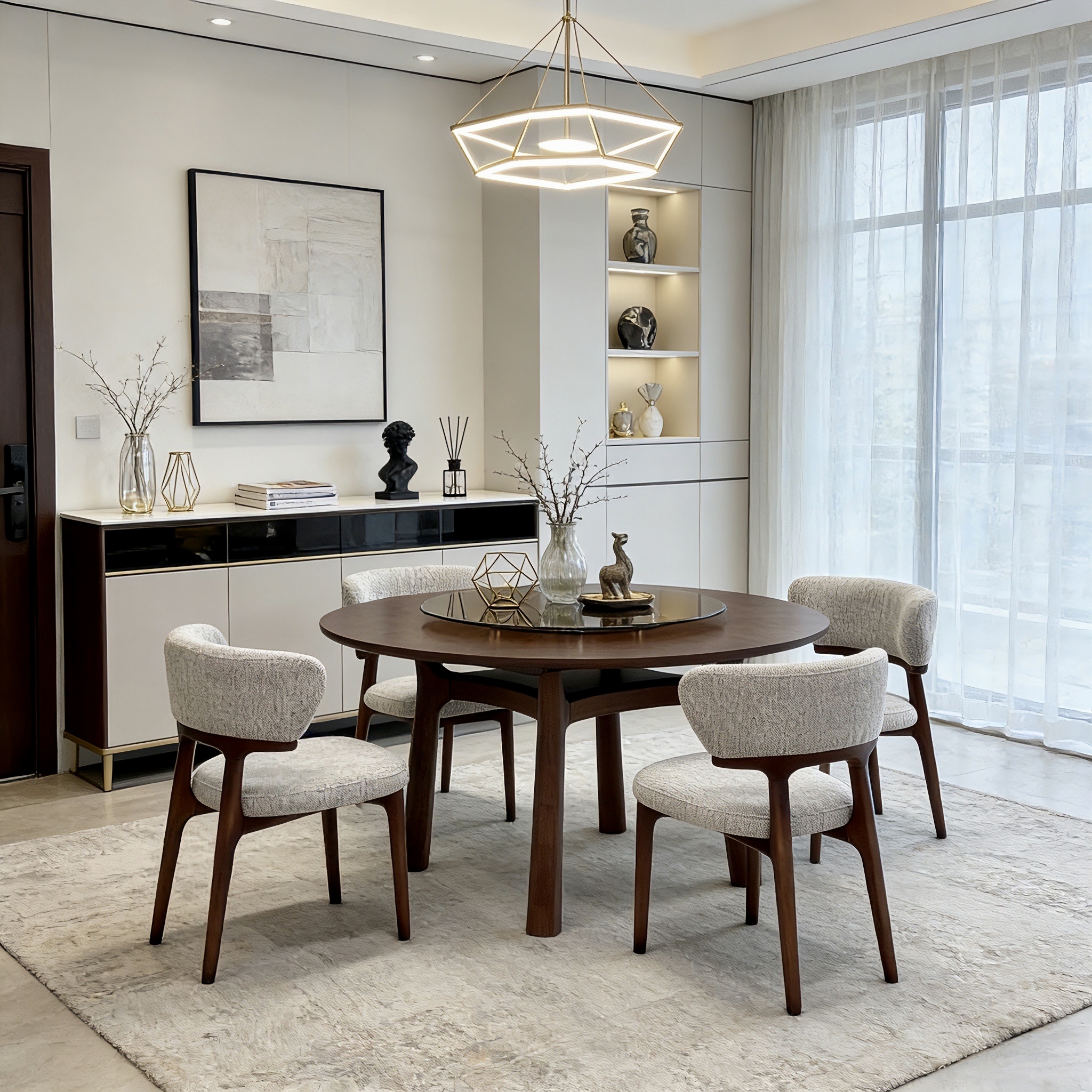 round walnut wood dining table – item #8610 round walnut wood dining table – item #8610