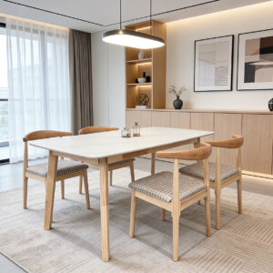 rectangular sintered stone solid wood dining table – item #st03 2