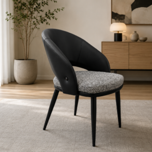 curved back performance leather dining chair – item #299