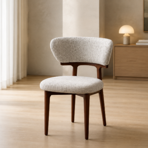 cotton linen black walnut dining chair – item #8819