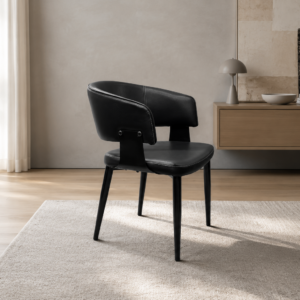 curved performance leather dining chair – item #176