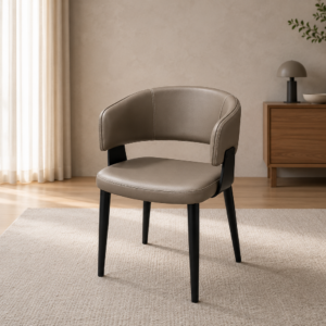 curved performance leather dining chair – item #176