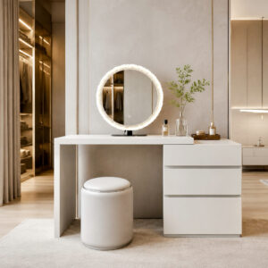 matte grey makeup table with mirror – item #9897