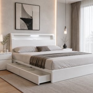 king alice storage bed white