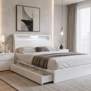 double alison storage bed white