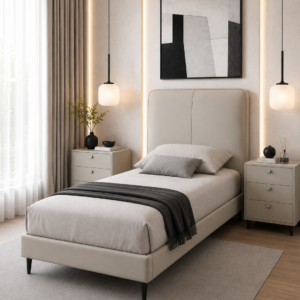 single real leather real leather bed – item #2239