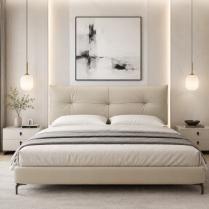 king real leather bed – item #q03