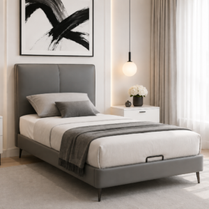 single tech fabric bed dark grey– item #2808