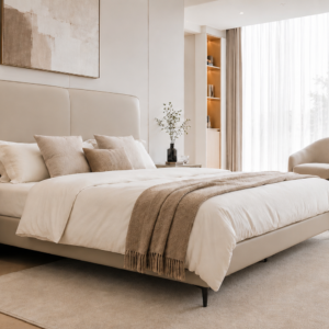 king real leather bed – item #2239